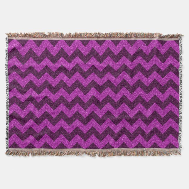 Purple Zig Zag Glitter Throw Blanket (Front)