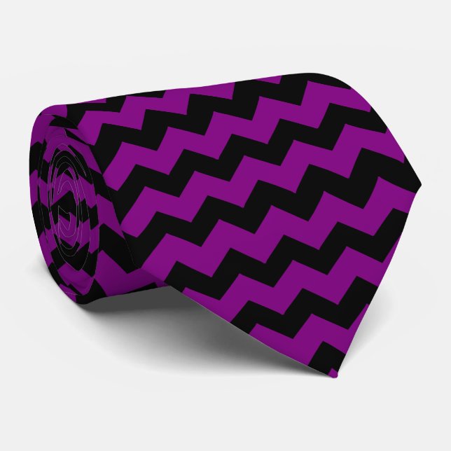 Purple Zig Zag Stripe Any Colour Background Tie (Rolled)