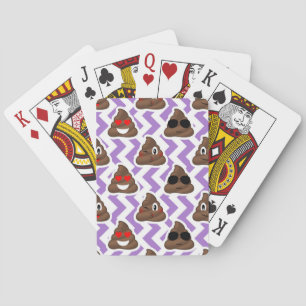 Purple Zig Zagged Poop Emoji Pattern Playing Cards