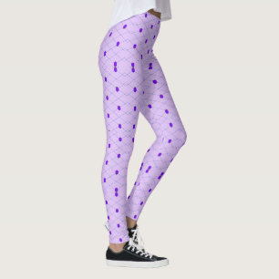Purple Zigzag Lines Roses on Lavender Leggings