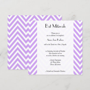 Purple Zigzag, Purple Chevron, Bat Mitzvah Invitation