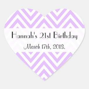 Purple Zigzag, Purple Chevron, Birthday Party Heart Sticker