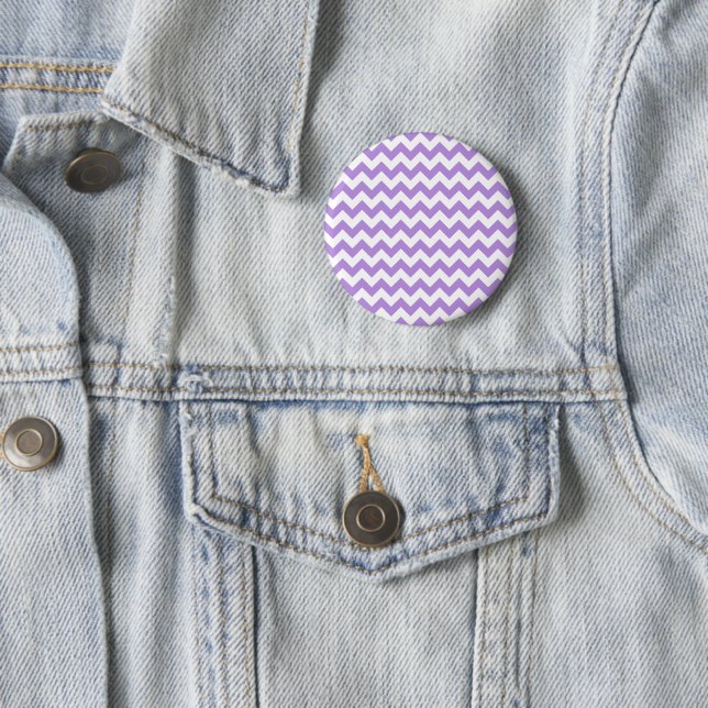 Purple Zigzag, Purple Chevron, Geometric Pattern 6 Cm Round Badge (In Situ)