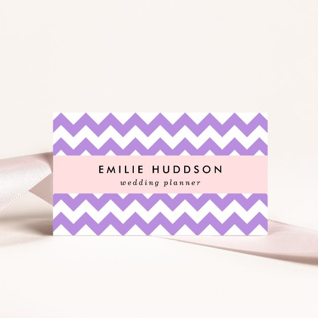 Purple Zigzag, Purple Chevron, Geometric Pattern Business Card (Creator Uploaded)