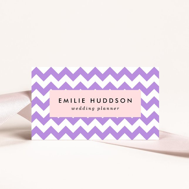 Purple Zigzag, Purple Chevron, Geometric Pattern Business Card (Creator Uploaded)