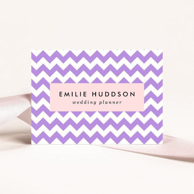 Purple Zigzag, Purple Chevron, Geometric Pattern Business Card (Creator Uploaded)