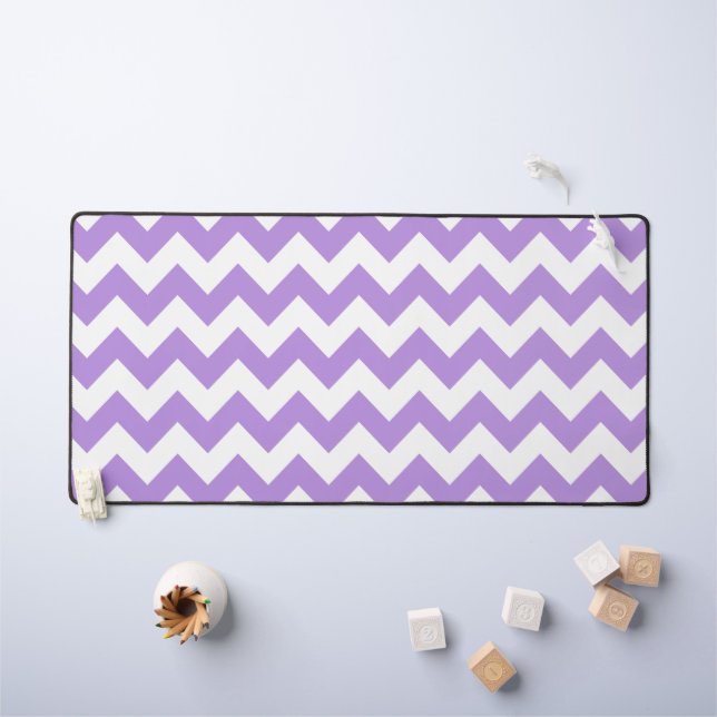 Purple Zigzag, Purple Chevron, Geometric Pattern Desk Mat (Kids Table)