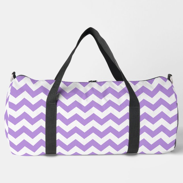 Purple Zigzag, Purple Chevron, Geometric Pattern Duffle Bag (Front)