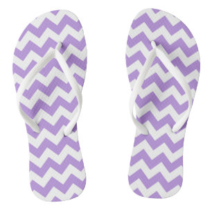 Purple Zigzag, Purple Chevron, Geometric Pattern Flip Flops