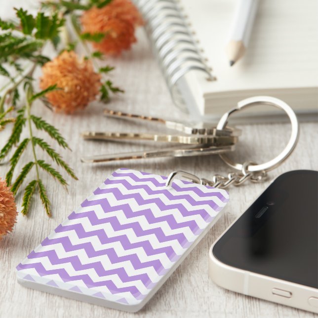 Purple Zigzag, Purple Chevron, Geometric Pattern Key Ring (Front Right)