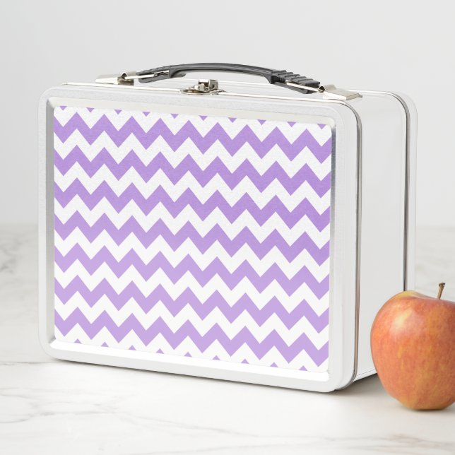 Purple Zigzag, Purple Chevron, Geometric Pattern Metal Lunch Box (In Situ)