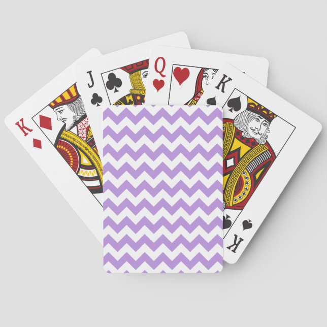 Purple Zigzag, Purple Chevron, Geometric Pattern Playing Cards (Back)