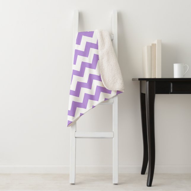 Purple Zigzag, Purple Chevron, Geometric Pattern Sherpa Blanket (In Situ)