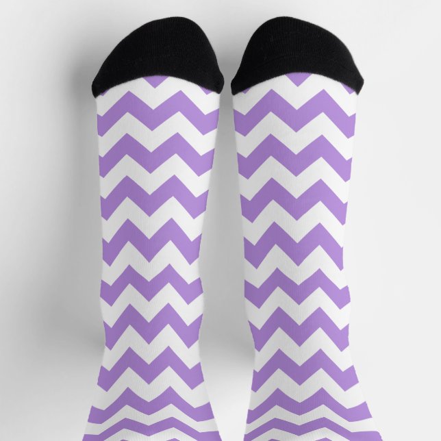 Purple Zigzag, Purple Chevron, Geometric Pattern Socks (Top)
