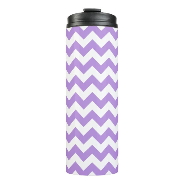 Purple Zigzag, Purple Chevron, Geometric Pattern Thermal Tumbler (Front)