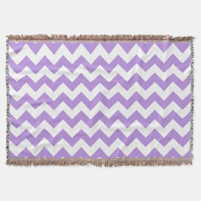 Purple Zigzag, Purple Chevron, Geometric Pattern Throw Blanket (Front)