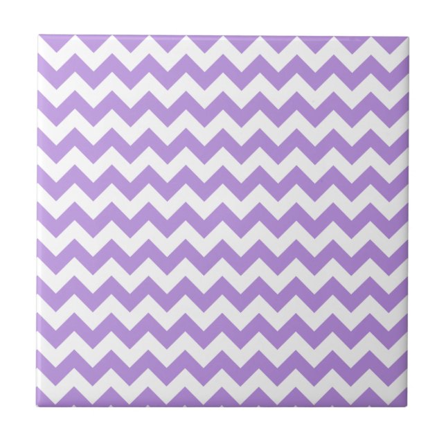Purple Zigzag, Purple Chevron, Geometric Pattern Tile (Front)
