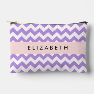Purple Zigzag, Purple Chevron, Your Name Accessory Pouch