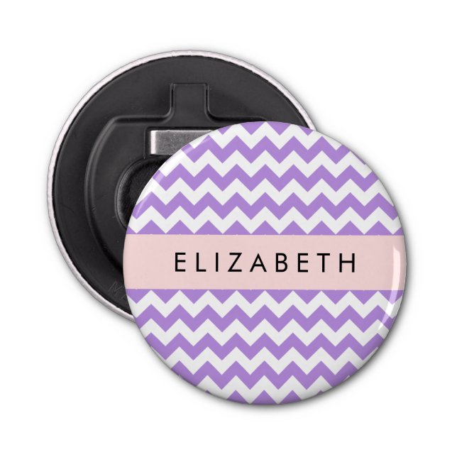 Purple Zigzag, Purple Chevron, Your Name Bottle Opener (Front)
