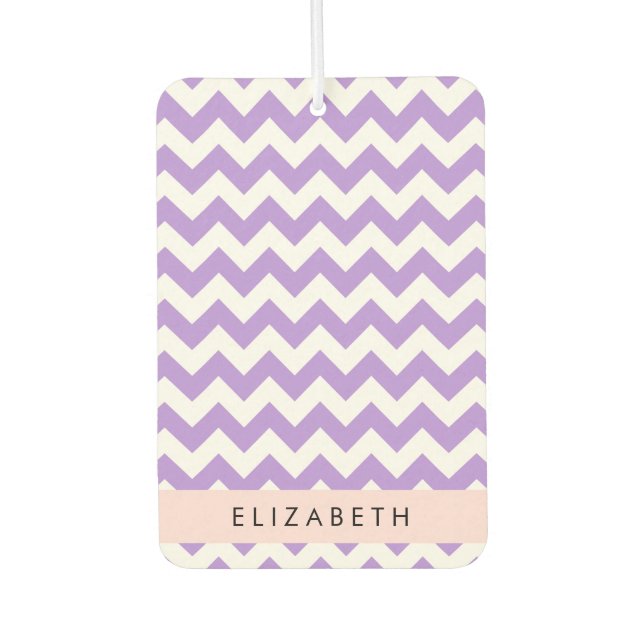 Purple Zigzag, Purple Chevron, Your Name Car Air Freshener (Front)