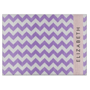 Purple Zigzag, Purple Chevron, Your Name Cutting Board