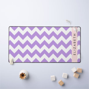 Purple Zigzag, Purple Chevron, Your Name Desk Mat