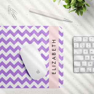 Purple Zigzag, Purple Chevron, Your Name Mouse Mat