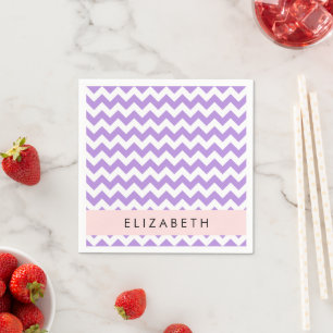 Purple Zigzag, Purple Chevron, Your Name Napkin
