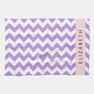 Purple Zigzag, Purple Chevron, Your Name Tea Towel