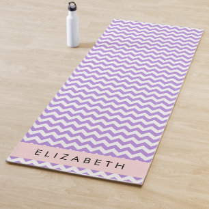 Purple Zigzag, Purple Chevron, Your Name Yoga Mat