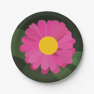 Purple Zinnia Flower Floral Party Paper Plate