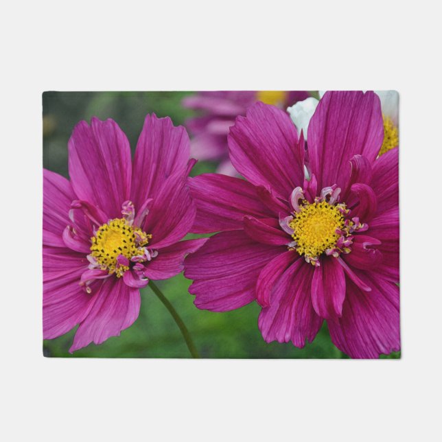 Purple zinnia flowers doormat (Front)