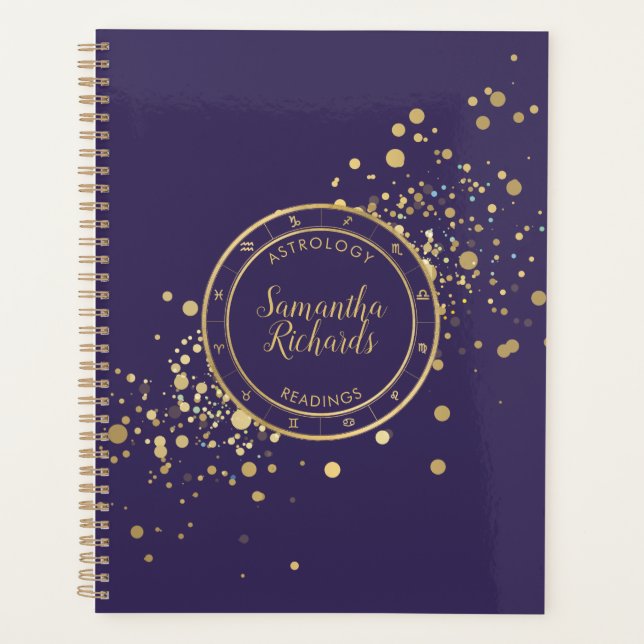 Purple Zodiac Astrology Gold Stars  Planner (Front)