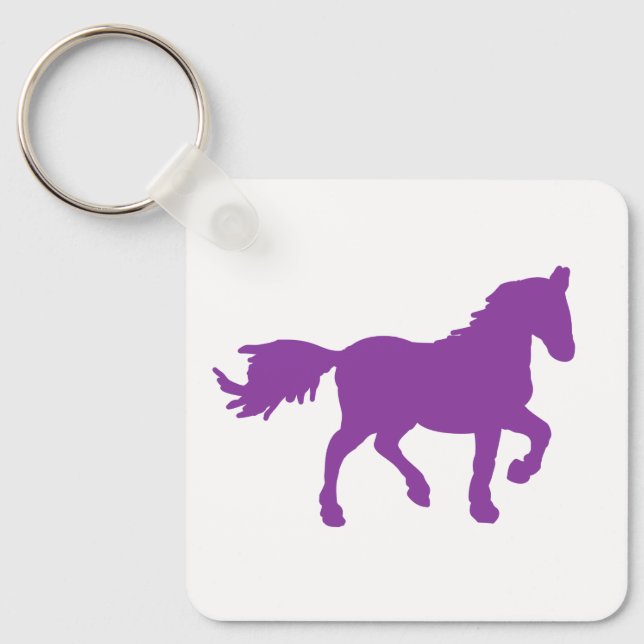 Purple Zodiac Horse Charm Keychain (Front)