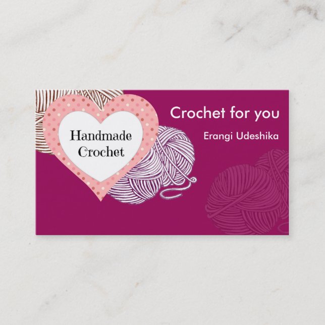 Purplebiz Card with yarns and Heart Shaped logo (Front)