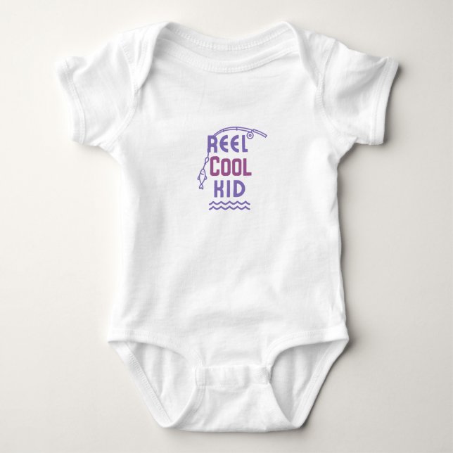 Purpled Playful fishing Baby Bodysuit (Front)