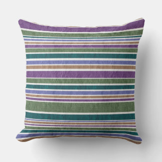 PURPLES AND GREENS TEXTURED STRIPE throw cushion