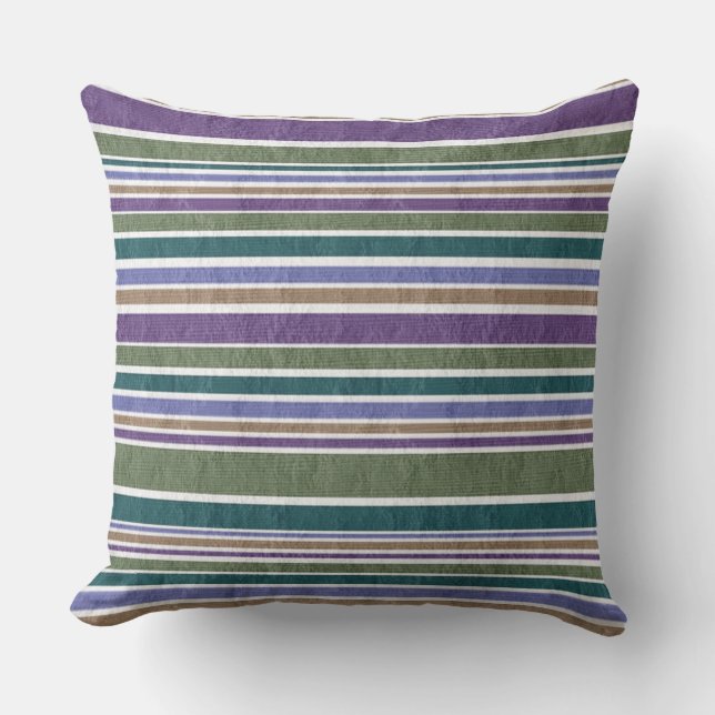 PURPLES AND GREENS TEXTURED STRIPE throw cushion (Front)