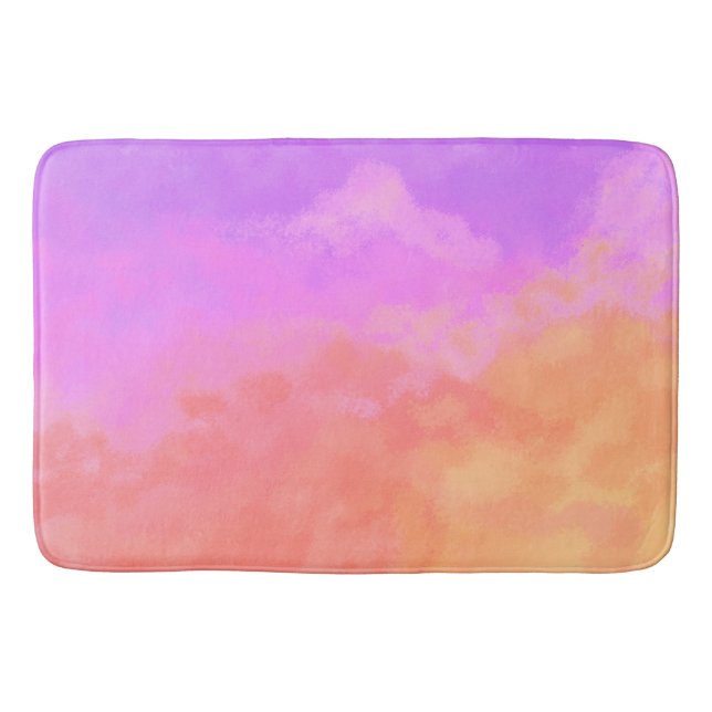 Purples and Oranges Abstract Clouds Bath Mat (Front)