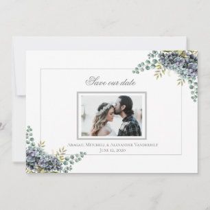Purplish Hydrangeas Eucalyptus Photo Save The Date