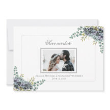 Purplish Hydrangeas Eucalyptus Photo Save The Date