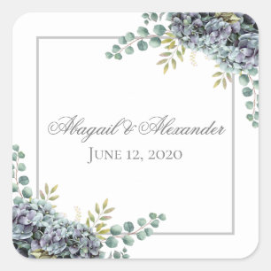 Purplish Hydrangeas Eucalyptus Square Sticker
