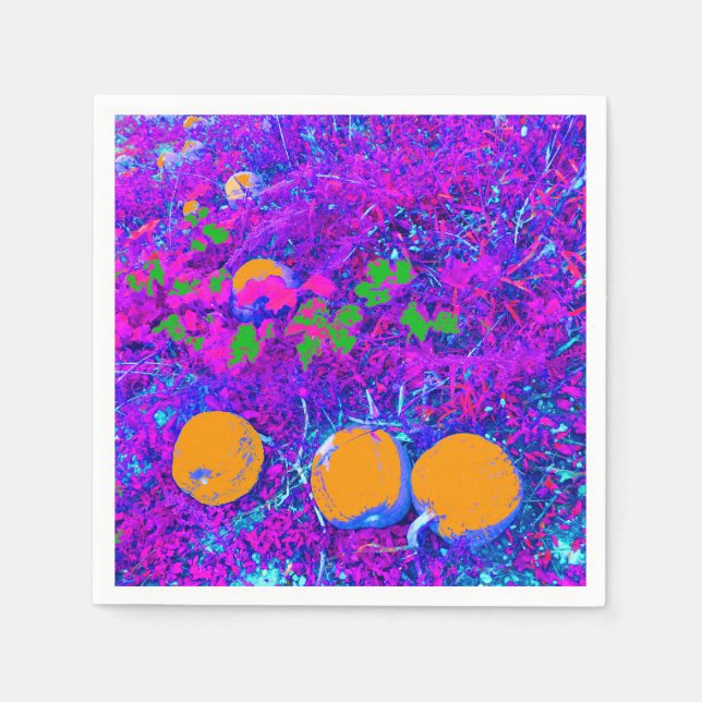 Purplish Pumpkin Field in Pop Art Style Napkin (Front)