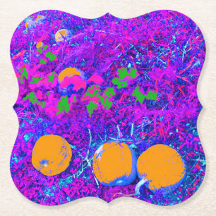 Purplish Pumpkin Field in Pop Art Style Paper Coaster