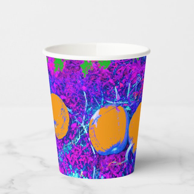 Purplish Pumpkin Field in Pop Art Style Paper Cups (Left)