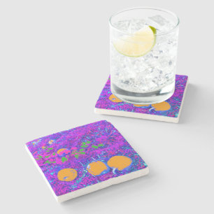 Purplish Pumpkin Field in Pop Art Style Stone Coaster