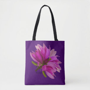 Purplish-Red Magnolias All Over Print Tote Bag