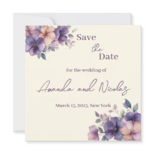 Purply pink flowers on Save the Date Card