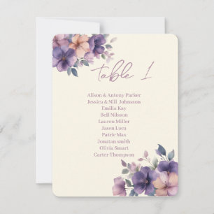 Purply pink flowers on Seating Chart Table Plan