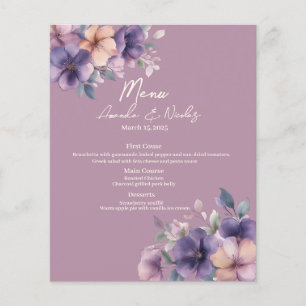 Purply pink flowers on Wedding Menu